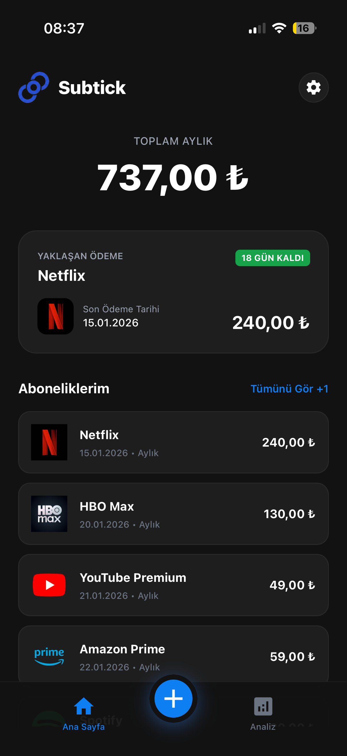 Subtick App Screenshot